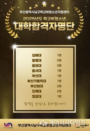 부산 남구꿈드림센터, 학교밖청소년 15명 대학 진학 쾌거