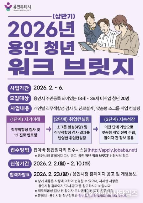 용인특례시 워크브릿지 참가자 모집 포스터