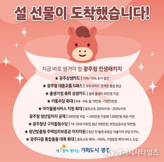 교통비·생활비·양육비까지 덜어 준다. 광주광역시, ‘설 선물’ 민생패키지 총출동