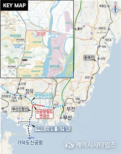 덕도 신공항철도 연결선사업 위치도