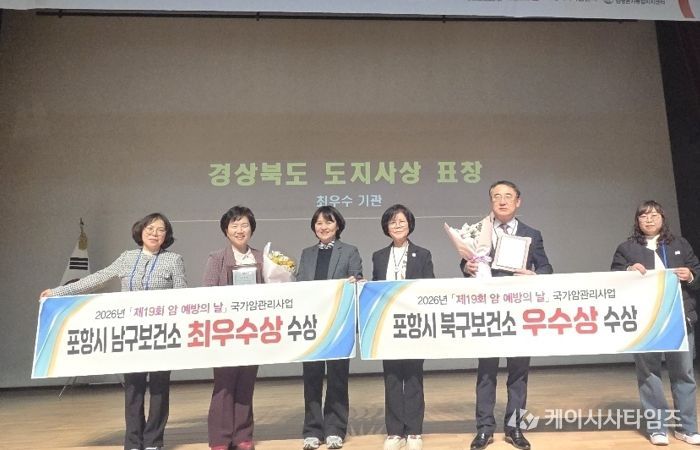포항시 남북구보건소는 지난 20일 칠곡경북대학교병원에서 열린 제19회 암 예방의 날 기념식에서 2025년 경북 지역 국가암관리사업 평가 우수기관으로 선정됐다.