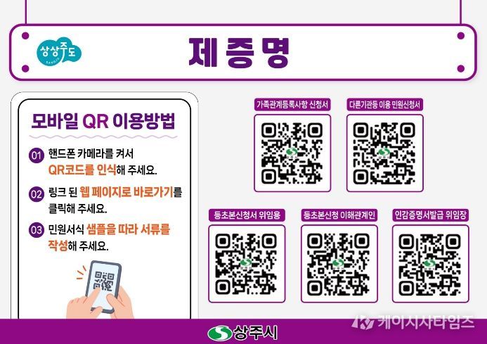 상주시, QR코드 활용 ‘민원서류 작성 예시 안내서비스’ 도입